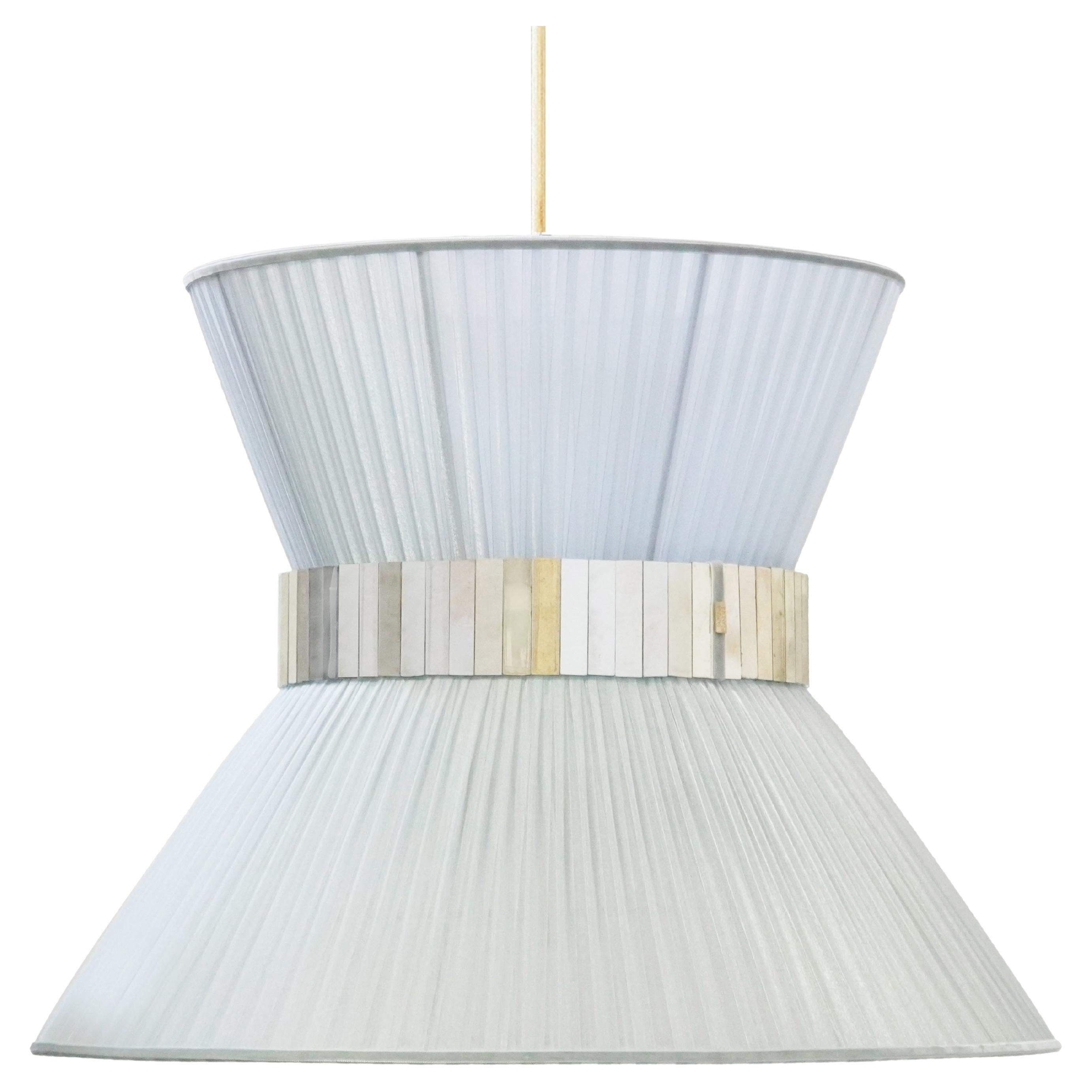 Lampe suspendue contemporaine de Tiffany, 60 Silver Silvered Glass Brass en vente