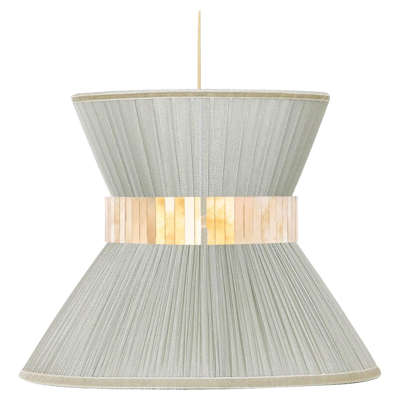Tiffany Contemporary Hanging Lamp, 60 Silver Silk Silvered Glass Brass