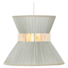 Tiffany Contemporary Hanging Lamp, 60 Silver Silk Silvered Glass Brass