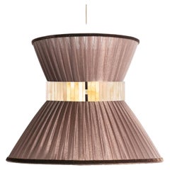 Tiffany Contemporary Hanging Lamp, 60 Tobacco Silk Silvered Glass Brass