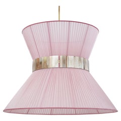 Suspension Tiffany Contemporary, 80 Blush Silk Silvered Glass Brass
