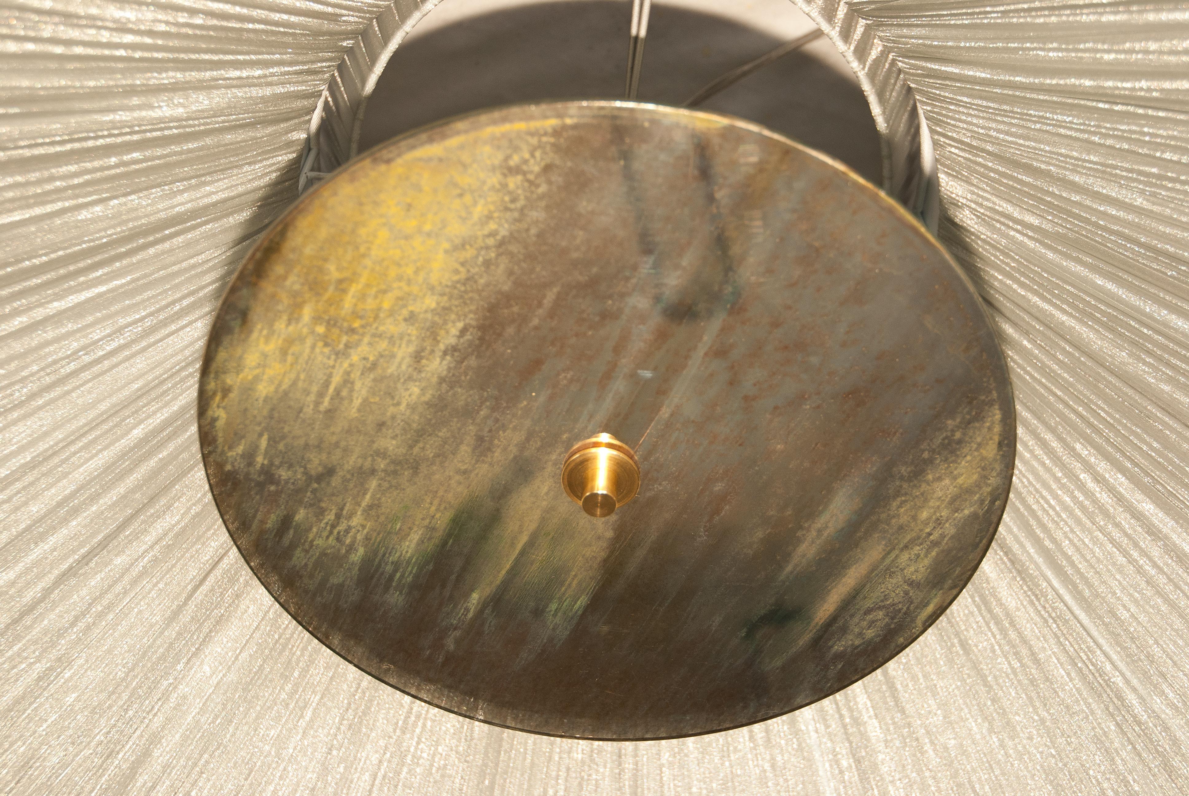 Tiffany contemporary Hanging Lamp 80 cm grey Silk Silvered Glass Handmade   In New Condition In Pietrasanta, IT