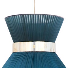 Tiffany Contemporary modern Hanging Lamp 80 green Silk lampshade Glass Brass