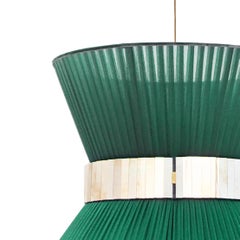 Tiffany Contemporary modern Hanging Lamp 80 green Silk lampshade Glass Brass