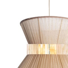 Tiffany Contemporary Hanging Lamp, 80 Gold Silk Silvered Glass Brass