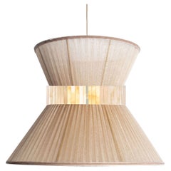 Tiffany Contemporary Hanging Lamp, 80 Gold Silk Silvered Glass Brass