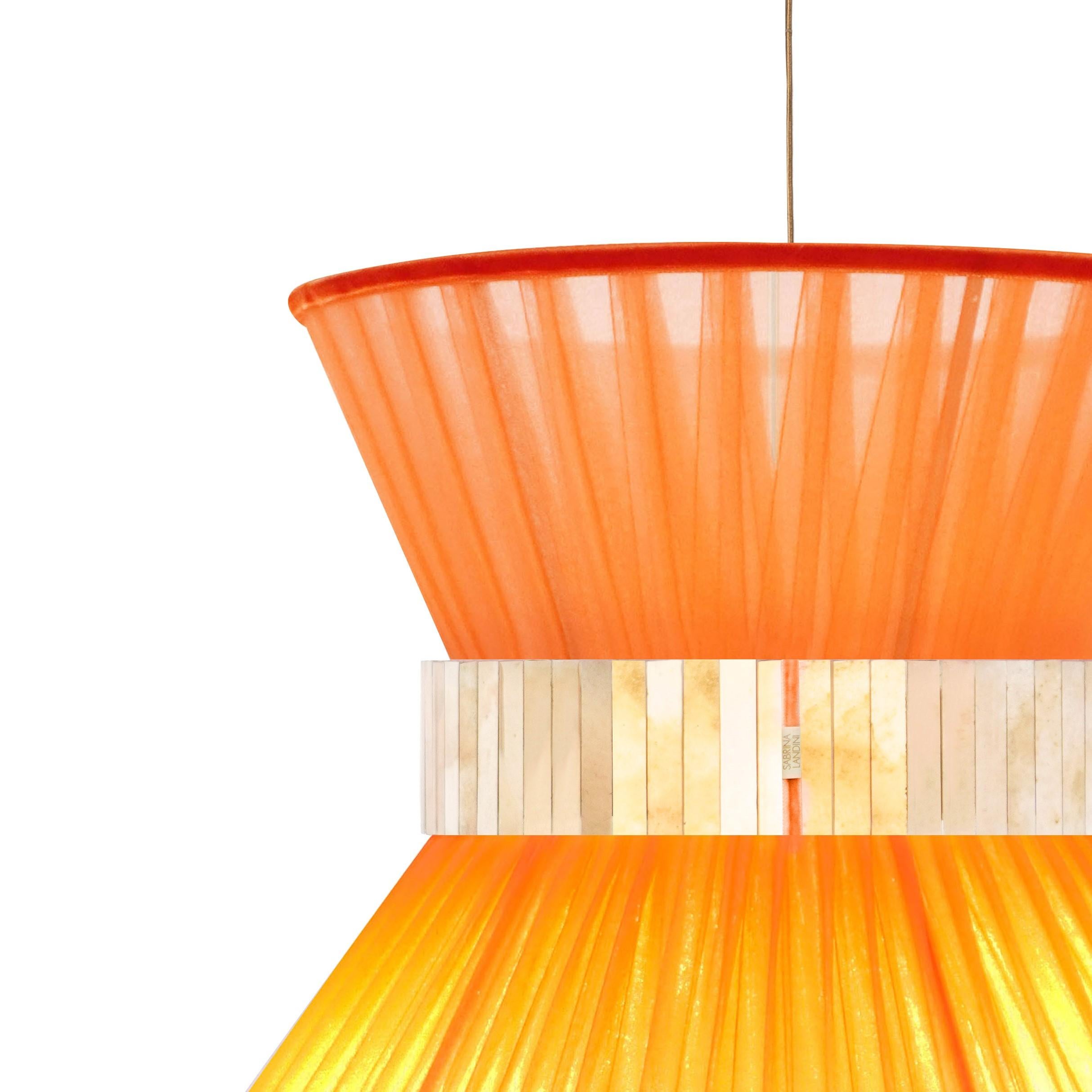 Lámpara Colgante Tiffany Contemporánea, 80 Koral Seda Vidrio Plateado Latón Moderno en venta