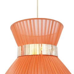 Lampada a sospensione contemporanea Tiffany, 80 Koral Silk vetro argentato ottone