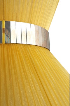 Tiffany Contemporary modern Hanging Lamp 80 yellow Silk lampshade Glass Brass