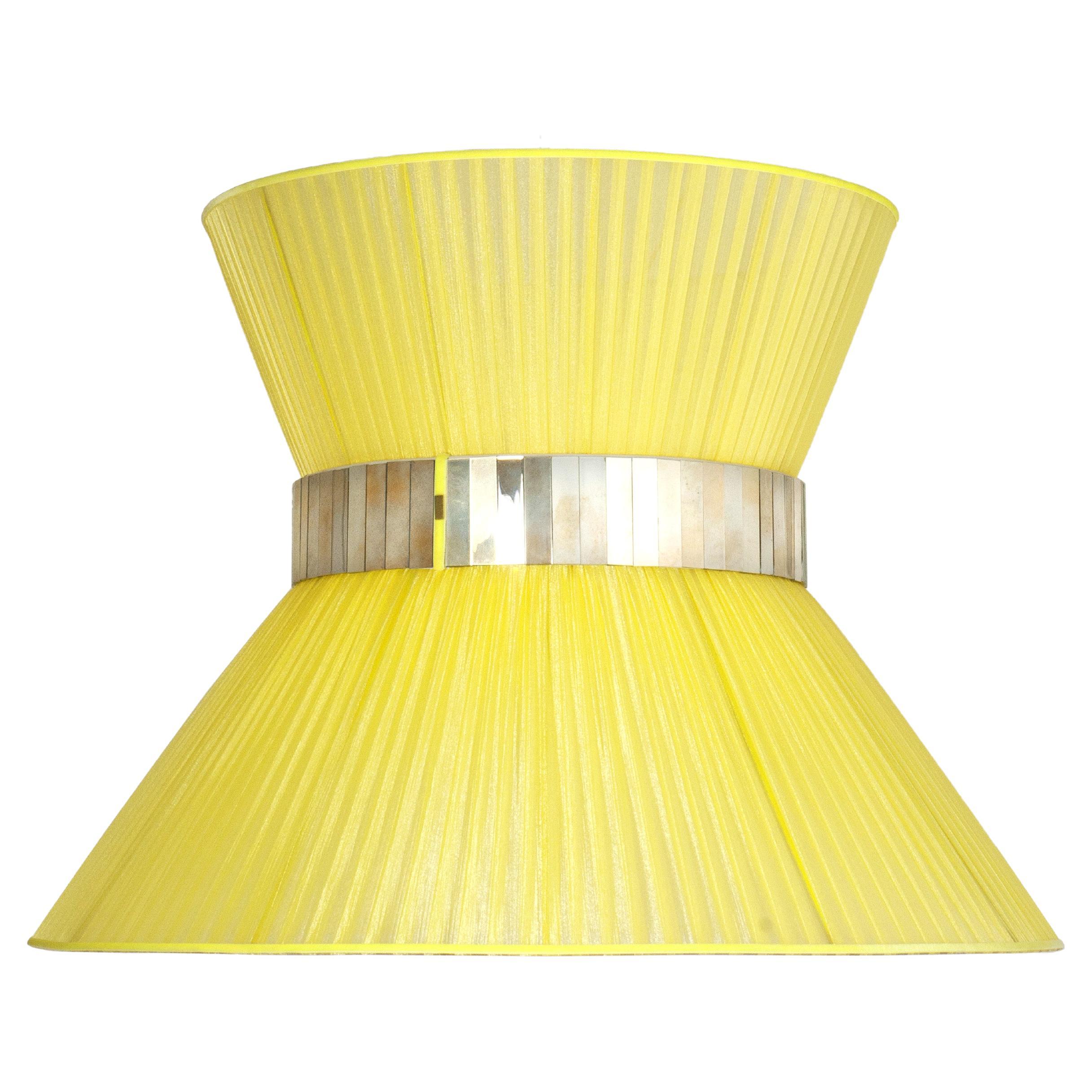 Tiffany Contemporary Hanging Lamp, 80 Lemon Silk Silvered Glass Brass