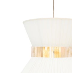Suspension Tiffany Contemporary, 80 Mat-Cream Silk Silvered Glass Brass