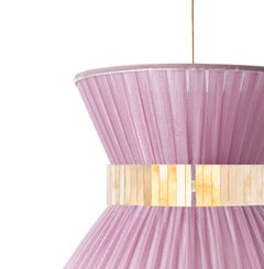 Tiffany Contemporary Hanging Lamp, 80 Onion Silk Silvered Glass Brass