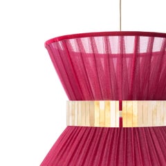 Tiffany Contemporary modern Hanging Lamp 80 Ruby Silk lampshade Glass Brass
