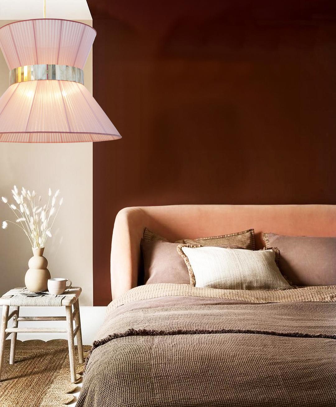 Lámpara Colgante Tiffany Contemporánea, 80 Zafiro Seda Vidrio Plateado Latón Italiano en venta