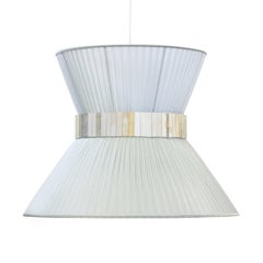 Tiffany contemporary modern Hanging Lamp 80 silver Silk lampshade mirror Glass