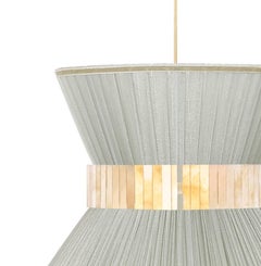 Tiffany Contemporary Hanging Lamp, 80 Silver Silk Silvered Glass Brass