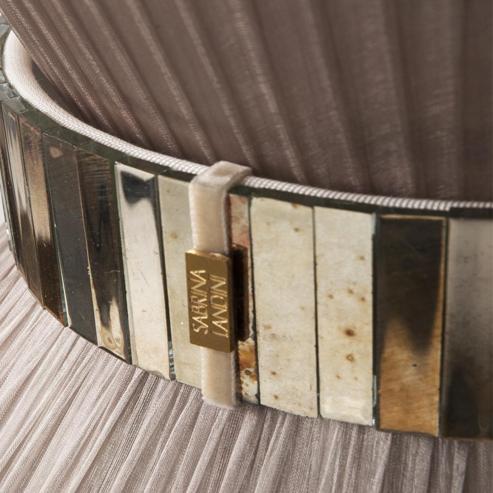 Lámpara Colgante Tiffany Contemporánea, 80 Seda Plateada Vidrio Plateado Latón Italiano en venta