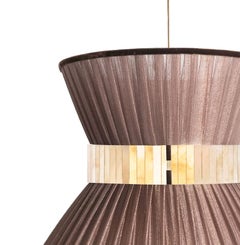 Tiffany Contemporary Hanging Lamp, 80 Tobacco Silk Silvered Glass Brass