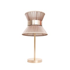 Tiffany Contemporary Table Lamp 23, Champagne Silk, Silvered Glass, Brass