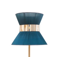 Lampada da tavolo contemporanea "Tiffany" 23 Seta di cipresso, ottone antico, vetro argentato