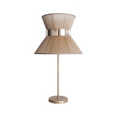 “Tiffany” contemporary Table Lamp 23 Gold Silk, Antique Brass, Silvered Glas