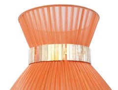 “Tiffany” contemporary Table Lamp 23 Koral Silk, Antique Brass, Silvered Glas