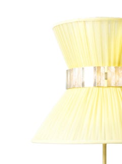 “Tiffany” contemporary Table Lamp 23 Lemon Silk, Antique Brass, Silvered Glas