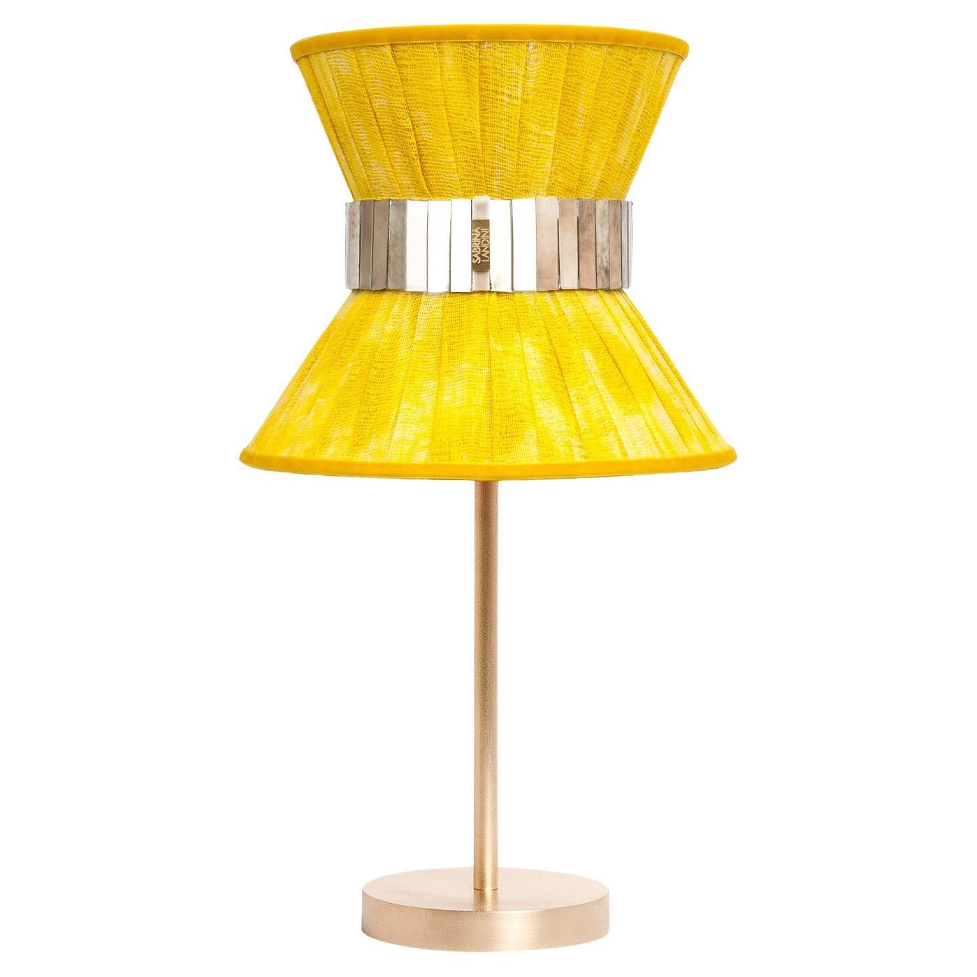 Tiffany Contemporary Table Lamp 23 Sun Painted Gauze Silvered Glass, Brass