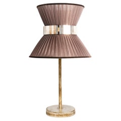 Lampe de table contemporaine Tiffany 23 AM Contemporary Silk, Antique Brass, Silvered Glas