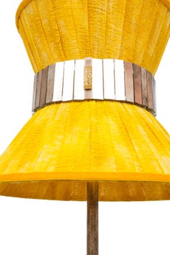 Lampada da Tavolo Tiffany Contemporanea 23 Vetro argentato con garza dipinta dal sole, Ottone