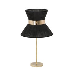 Tiffany Contemporary Table Lamp 30 Black Silk Silvered Glass Brass