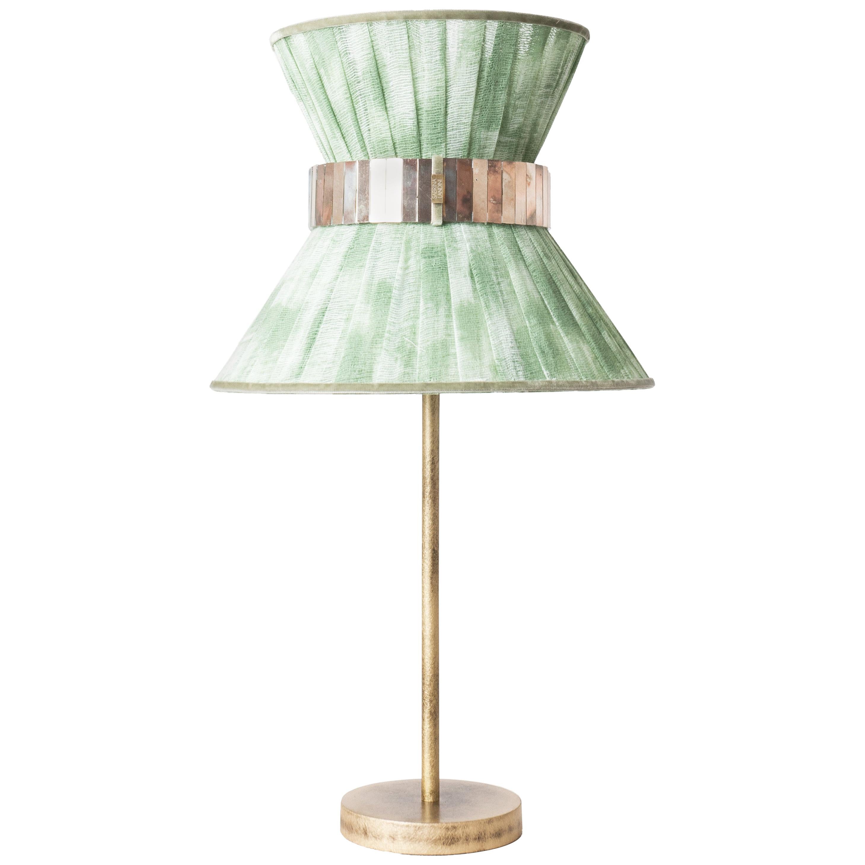 Tiffany Contemporary Table Lamp 30 Jade Painted Gauze Silvered Glass, Brass