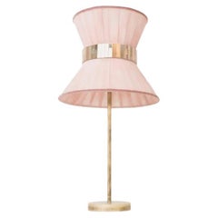 Zeitgenössische Tiffany-Tischlampe 30, Rosenfarben lackiert, versilbertes Glas, Messing