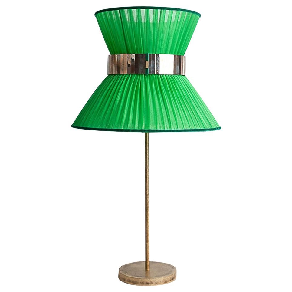 Tiffany Contemporary Table Lamp 40 Grass Silk Silvered Glass Antiqued Brass