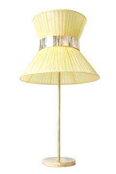 Tiffany Contemporary Table Lamp 40 Lemon Silk Silvered Glass Belt Antiqued Bras