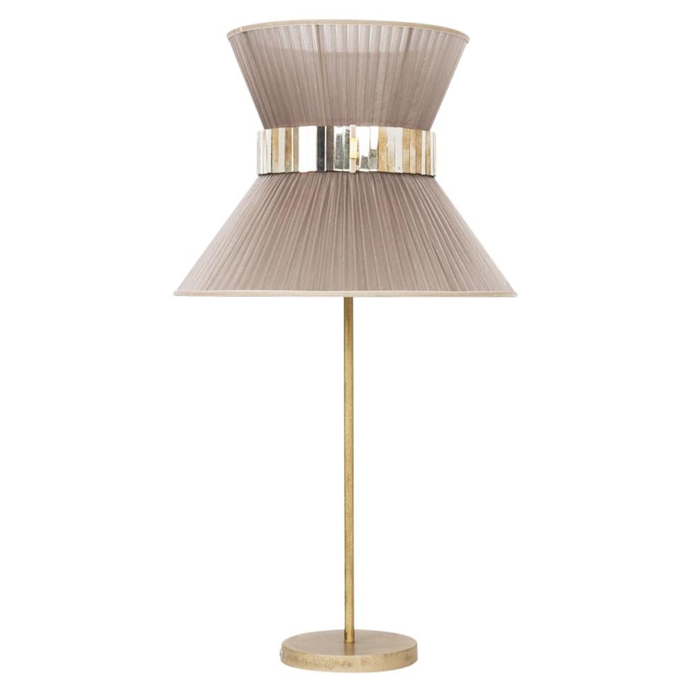 Tiffany Contemporary Table Lamp 40 Champagne Silk Silvered Glass Antiqued Bras