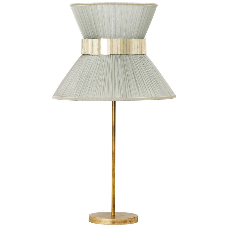 Tiffany Contemporary Table Lamp 40 Silver Silk Silvered Glass Brass Canopy For Sale