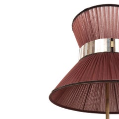 Tiffany Contemporary Table Lamp 40Tobacco Silk Silvered Glass Belt Antique Brass