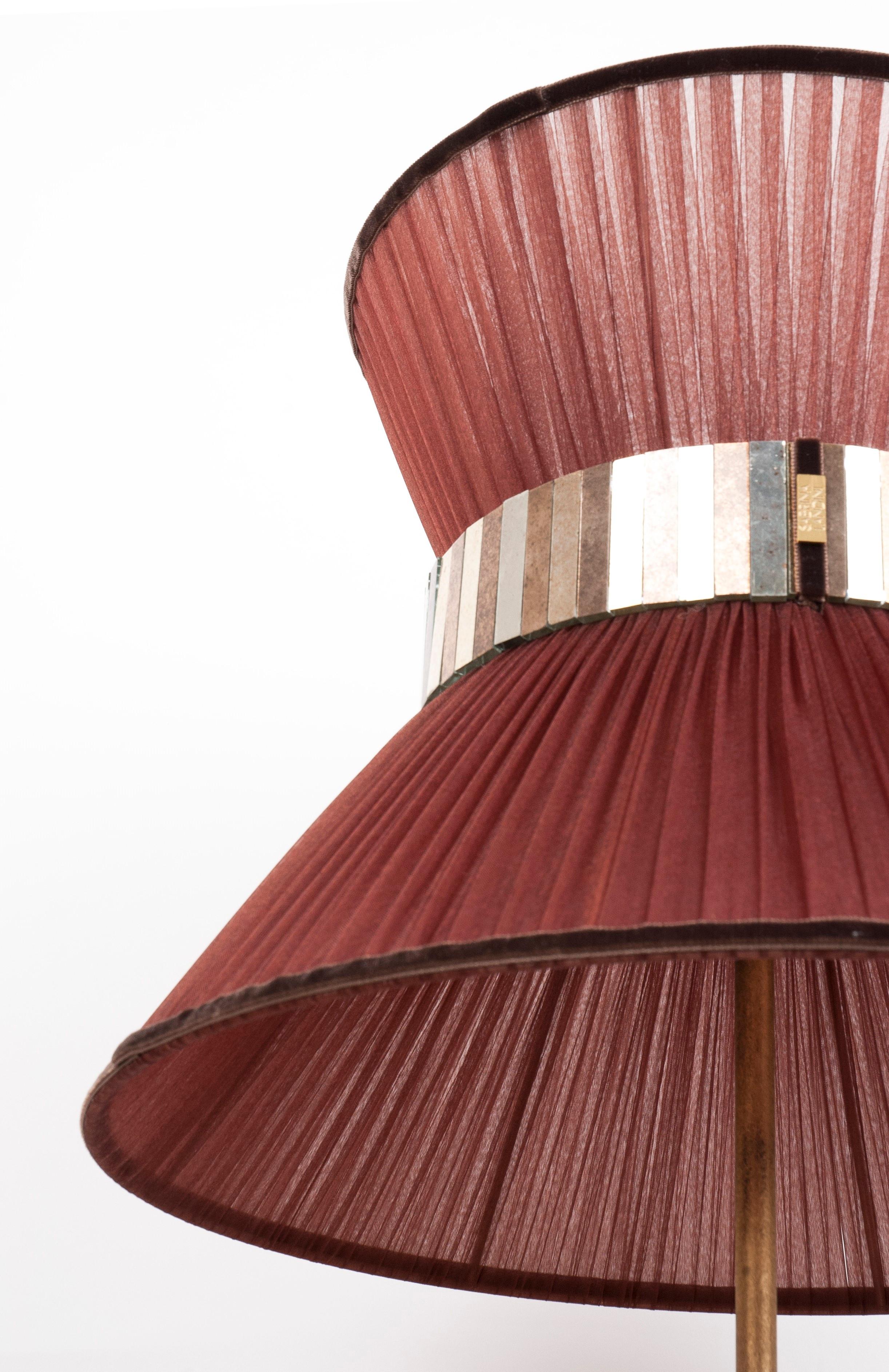 Tiffany Contemporary Table Lamp 40, Tobacco Silk Silvered Glass Brass Canopy In New Condition In Pietrasanta, IT