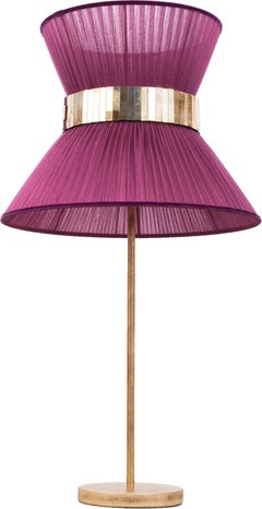 Tiffany Contemporary Table Lamp 40 purple Silk Silvered Glass Brass