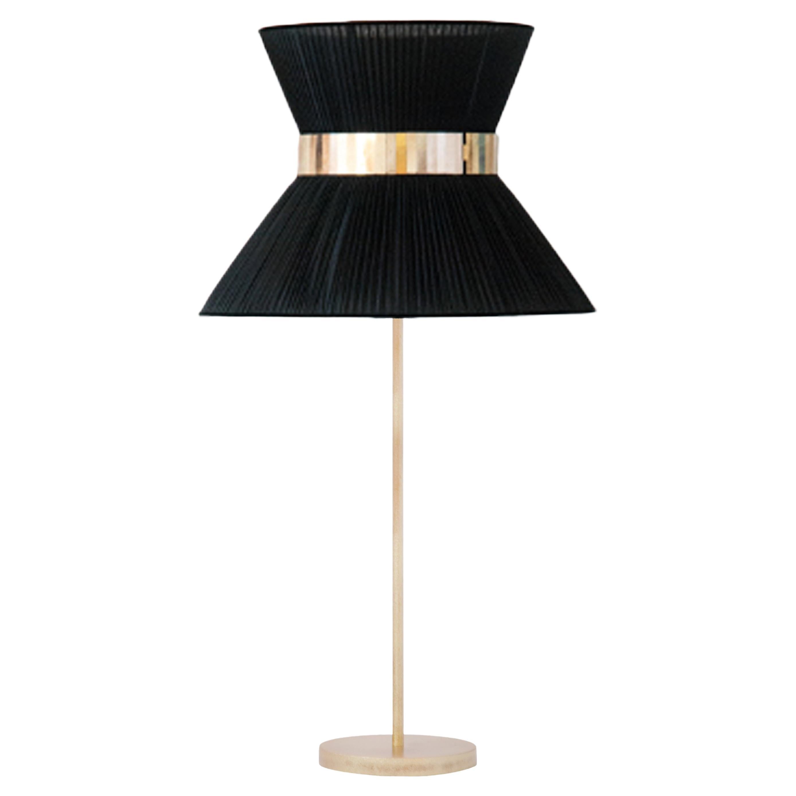 Tiffany Contemporary Table Lamp40 Black Silvered Glass Belt Antiqued Brass en vente