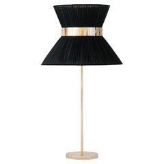 Tiffany Contemporary Table Lamp40 Black Silvered Glass Belt Antiqued Brass