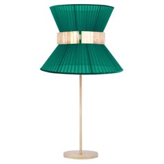 Tiffany Contemporary Table Lamp40 Emerald Silvered Glass Belt Antiqued Brass