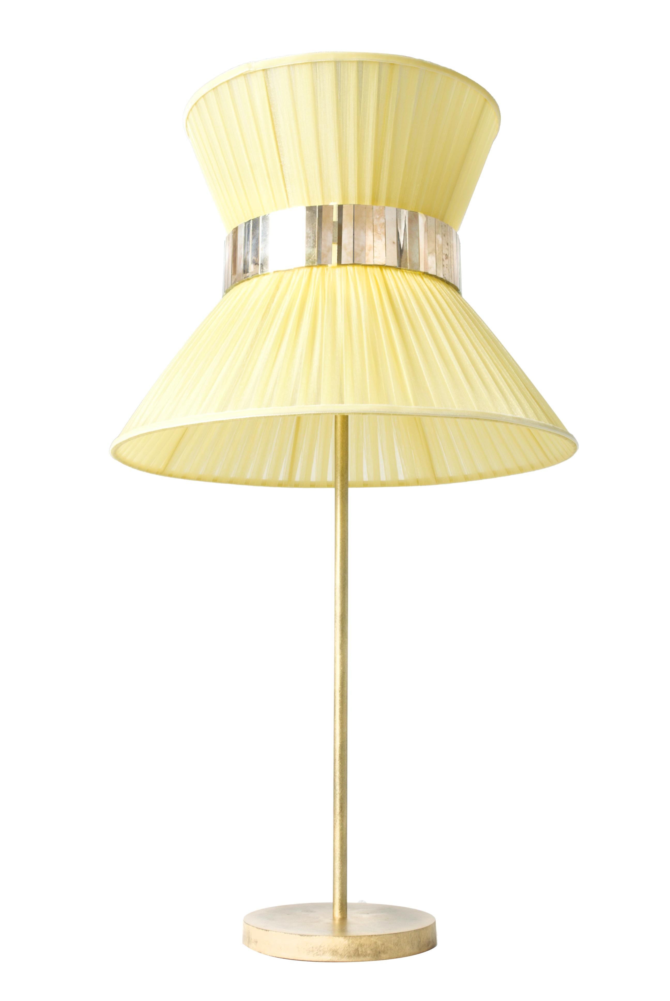 Lámpara de Sobremesa Tiffany Contemporánea40 Limón Cinturón de Cristal Plateado Latón Antiguo Moderno en venta