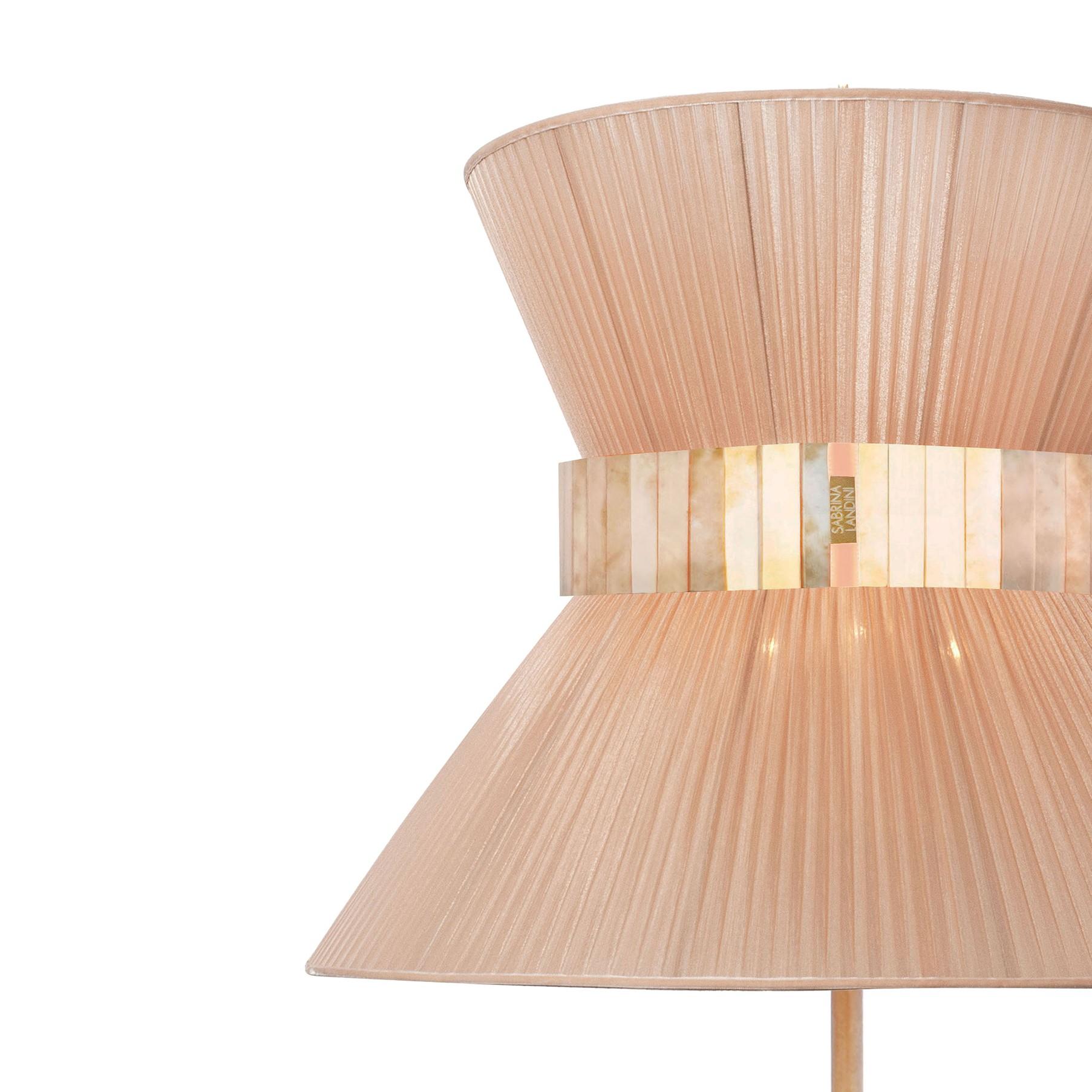 Tiffany Contemporary Tischlampe40 Pulver versilbertes Glas Gürtel Antiquities Messing (Moderne) im Angebot