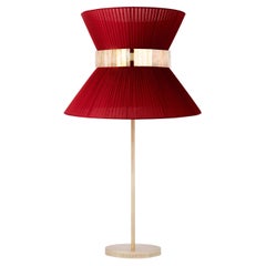 Lampada da tavolo contemporanea Tiffany40 Cintura di vetro argentato a cuore rosso in ottone anticato