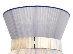 Tiffany Contemporary Table Lamp40 Silver-Blue Silvered Glass Belt Antiqued Brass