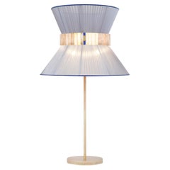 Tiffany Contemporary Table Lamp40 Silver-Blue Silvered Glass Belt Antiqued Brass