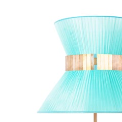 Tiffany Contemporary Table Lamp40 Turqouise Silvered Glass Belt Antiqued Brass