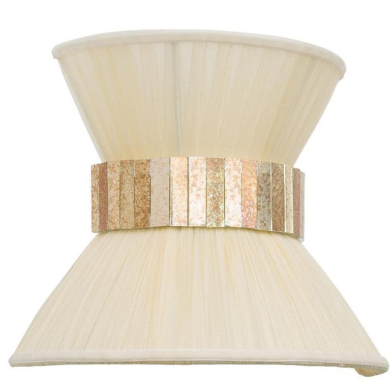 Tiffany Contemporary Wall Sconce Ivory Silk, Brass, Silvered Glass
